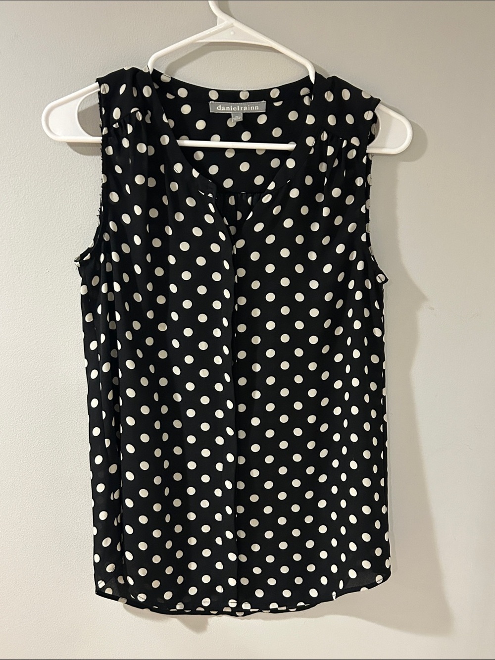 Polka Dot Sleeveless Camisole Black White Daniel Rainn Lightweight Top